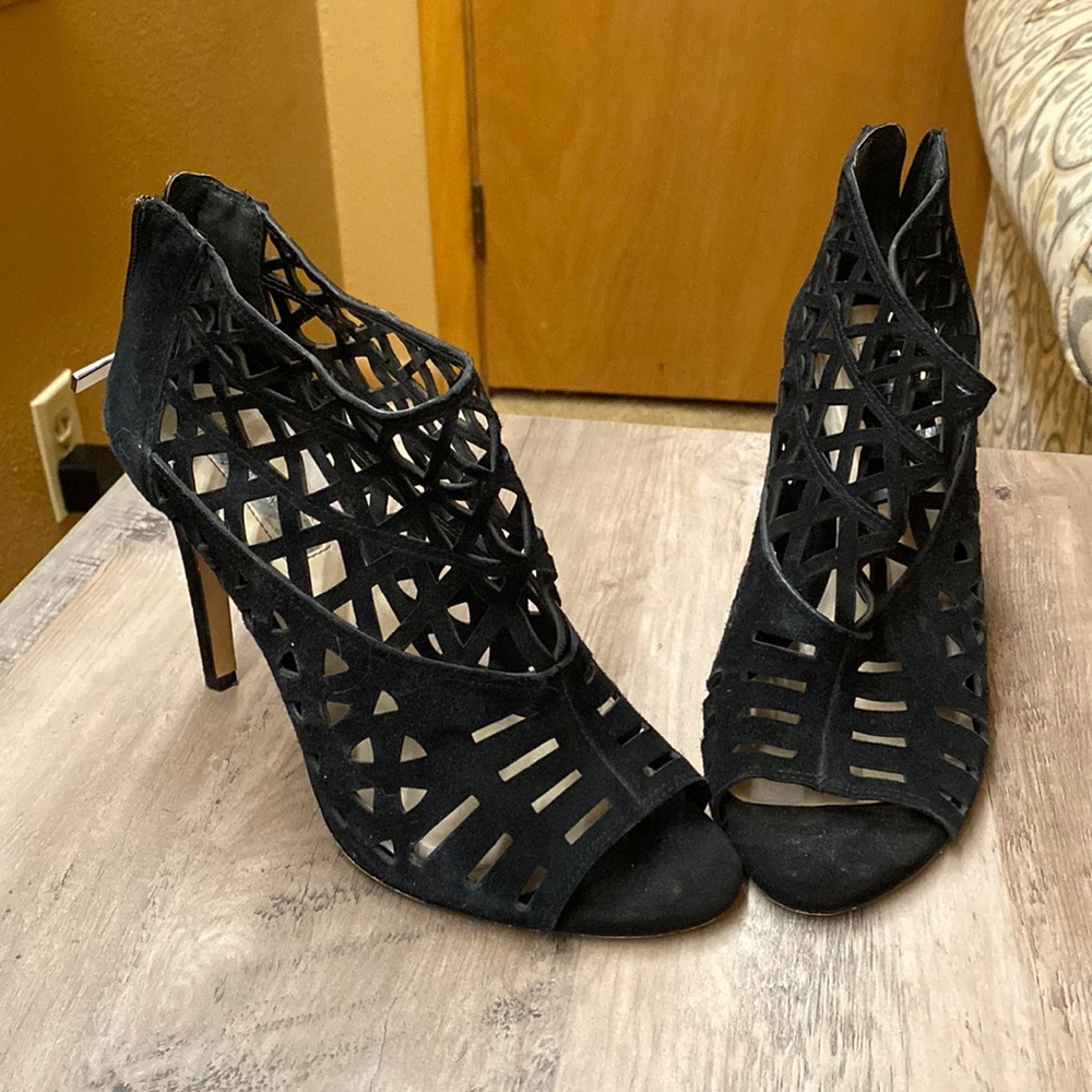 INC black high top caged heels. Only worn twice and in great condition. Size 8.5